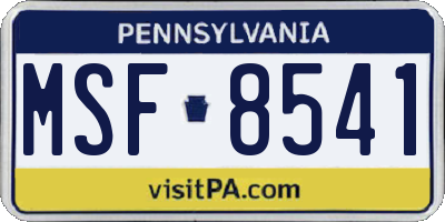 PA license plate MSF8541