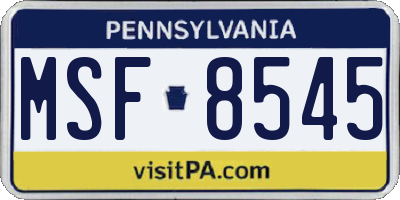 PA license plate MSF8545