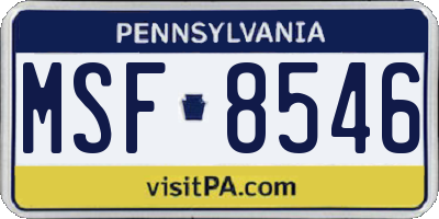 PA license plate MSF8546