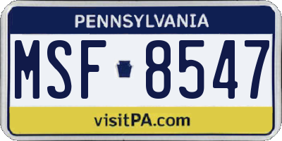 PA license plate MSF8547