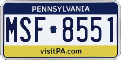 PA license plate MSF8551
