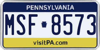 PA license plate MSF8573