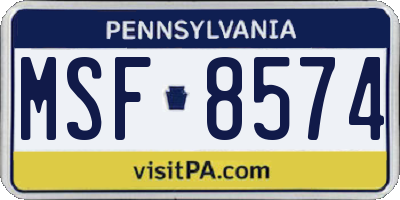 PA license plate MSF8574