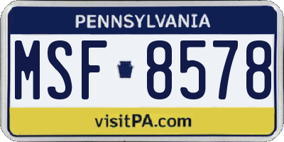 PA license plate MSF8578
