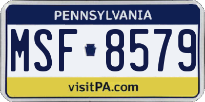PA license plate MSF8579