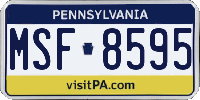 PA license plate MSF8595