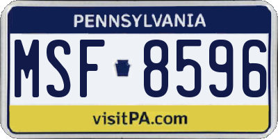 PA license plate MSF8596