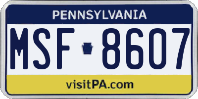 PA license plate MSF8607