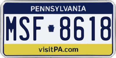 PA license plate MSF8618