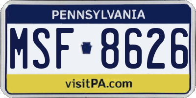 PA license plate MSF8626