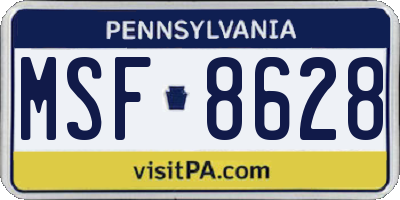 PA license plate MSF8628