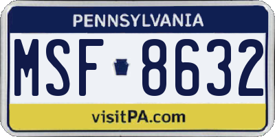 PA license plate MSF8632