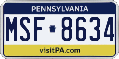 PA license plate MSF8634