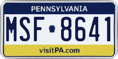 PA license plate MSF8641
