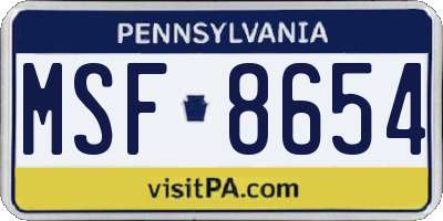 PA license plate MSF8654
