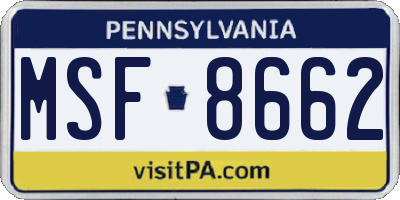 PA license plate MSF8662