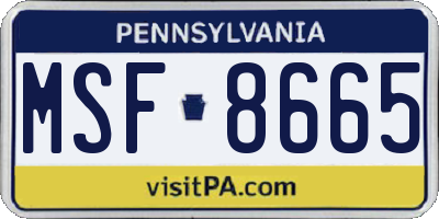PA license plate MSF8665