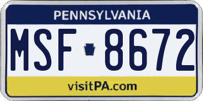 PA license plate MSF8672
