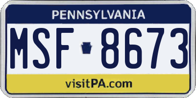 PA license plate MSF8673