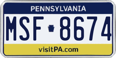 PA license plate MSF8674