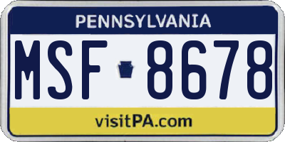 PA license plate MSF8678