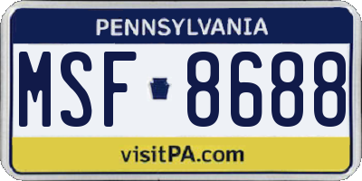 PA license plate MSF8688