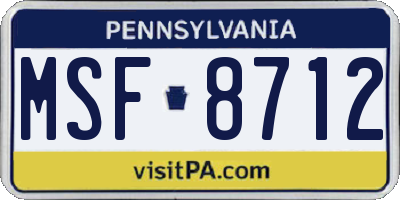 PA license plate MSF8712