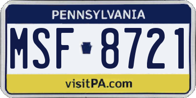 PA license plate MSF8721