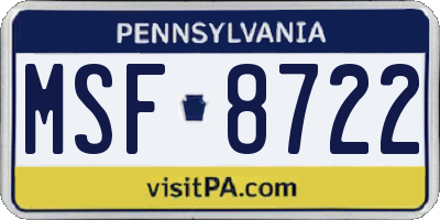 PA license plate MSF8722