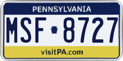 PA license plate MSF8727