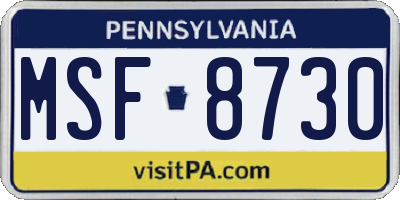 PA license plate MSF8730