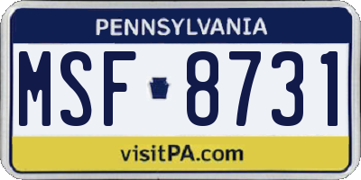 PA license plate MSF8731