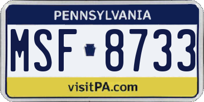 PA license plate MSF8733
