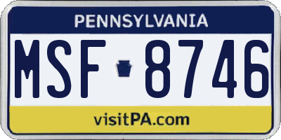 PA license plate MSF8746