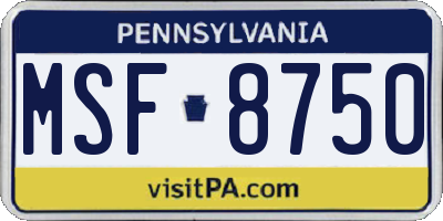 PA license plate MSF8750
