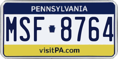 PA license plate MSF8764