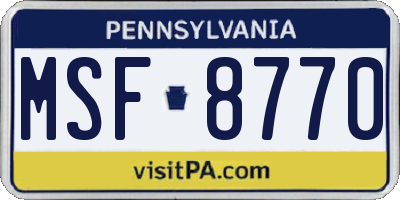 PA license plate MSF8770