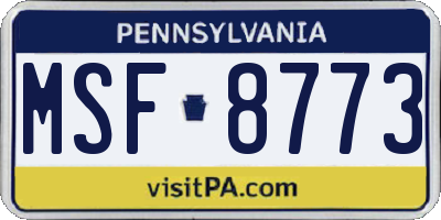 PA license plate MSF8773