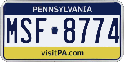 PA license plate MSF8774