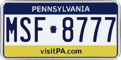 PA license plate MSF8777