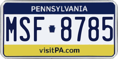 PA license plate MSF8785