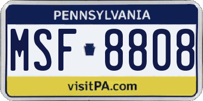 PA license plate MSF8808