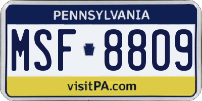 PA license plate MSF8809