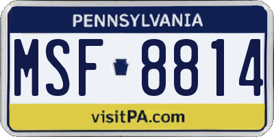 PA license plate MSF8814