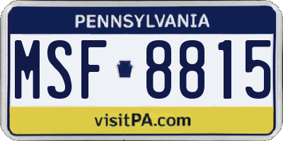 PA license plate MSF8815