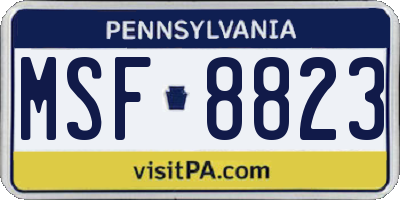 PA license plate MSF8823
