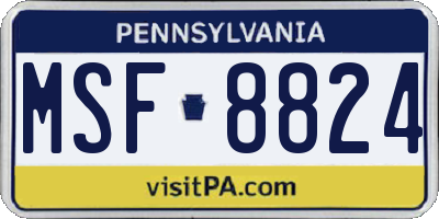 PA license plate MSF8824