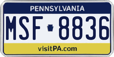 PA license plate MSF8836