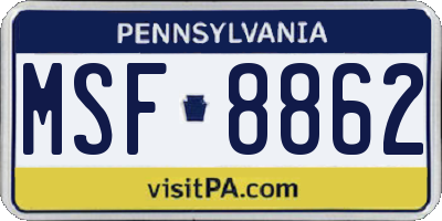 PA license plate MSF8862