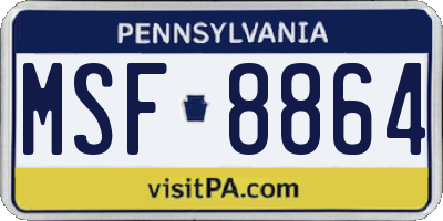 PA license plate MSF8864